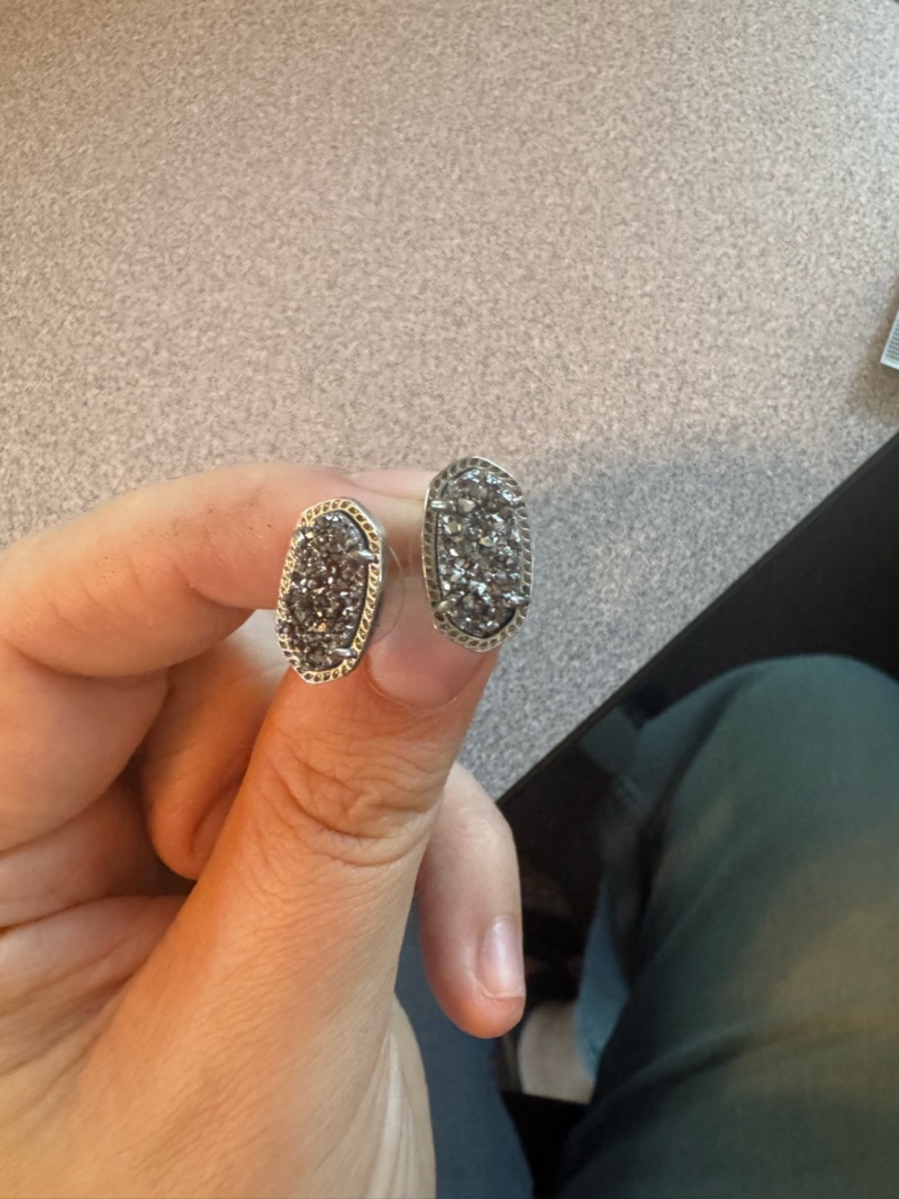 Kendra Scott Gray Druzy Oval Stud Earrings